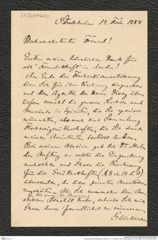 Nachlass Franz Steindachner, Brief von F. A. Smitt an Franz Steindachner (12.02.1884), Inv.Nr. 494.02, Seite 1
